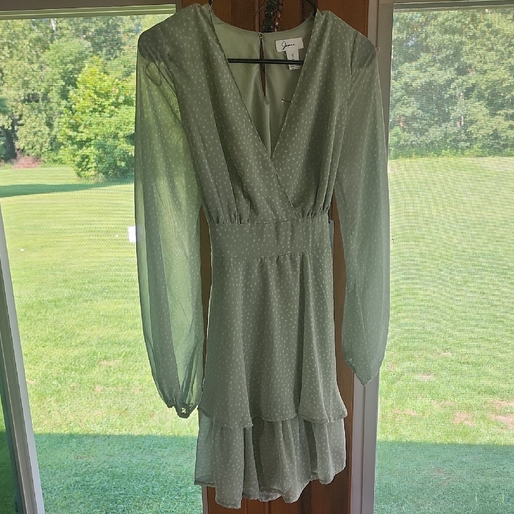 Japna Sage Green Long Sleeve Dress
